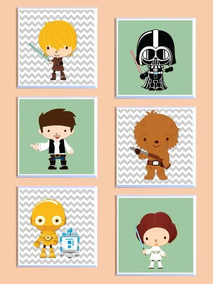 Conjunto de Quadros Star Wars Babies + 60 Tags