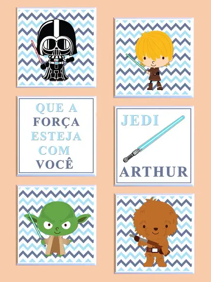 Conjunto de Quadros Star Wars Babies (força)