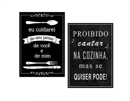 Dupla de Placas Cuidarei do Seu Jantar e Proibido Cantar
