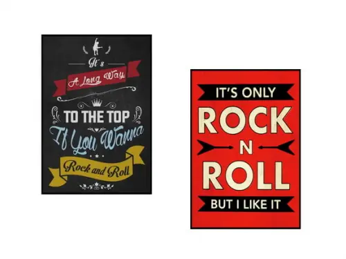 Dupla de Placas Decorativas Rock And Roll