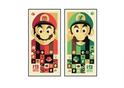 Dupla de Placas Mario e Luigi Minimalista