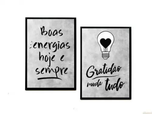 Dupla de Quadros Boas Energias Cinza