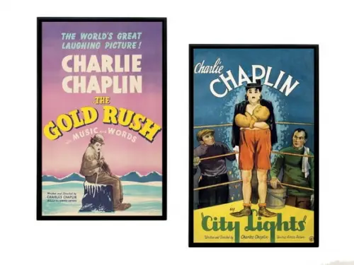 Dupla de Quadros Charles Chaplin Cartazes