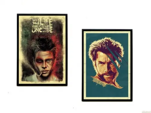 Dupla de Quadros Clube da Luta e Wolverine