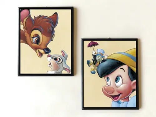 Dupla de Quadros Disney Bambi e Pinoquio