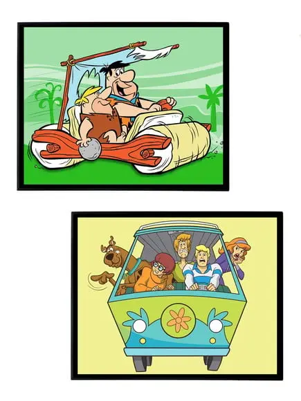 Dupla de Quadros Flintstones e Scooby Doo