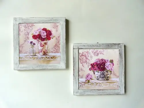 Dupla de Quadros Flores Rosas
