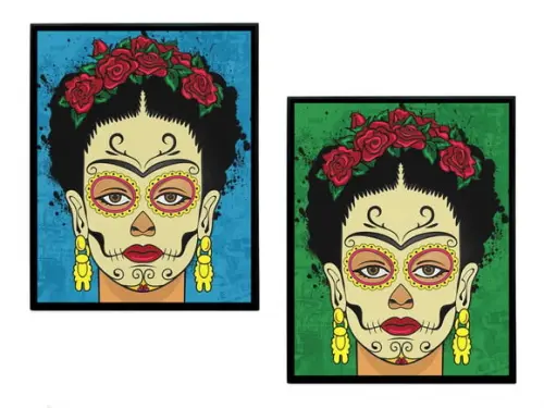 Dupla de Quadros Frida Kahlo (caveira)
