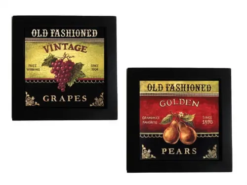 Dupla de quadros Frutas Vintage Uva e Pera