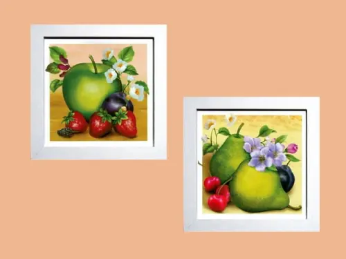 Dupla de Quadros Frutas Maçã e Pera