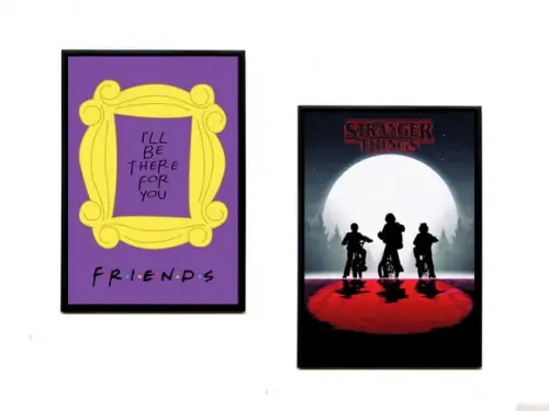 Dupla de Quadros Friends e Stranger Things