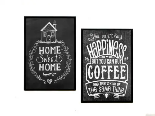 Dupla de Quadros Home Sweet Home e Happiness Coffee