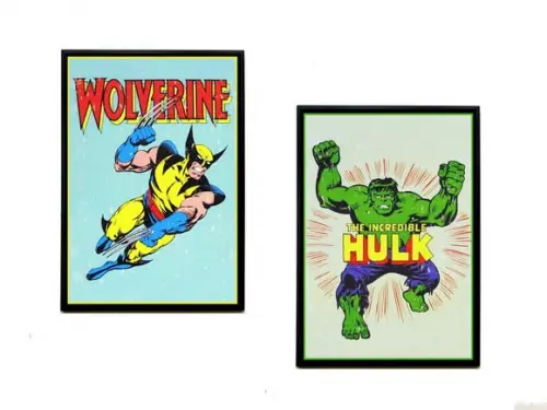 Dupla de quadros Heróis Marvel Wolverine e Hulk