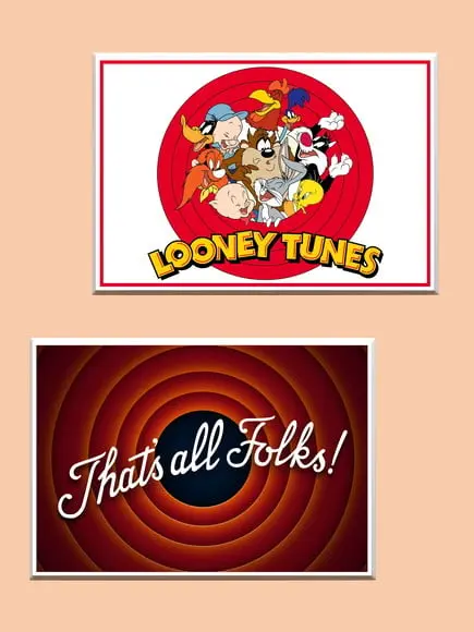Dupla de Quadros Looney Tunes e That's All Folks