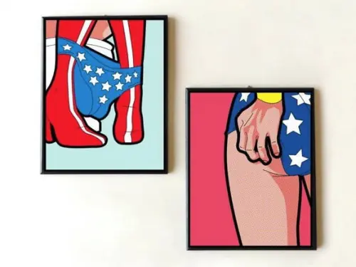 Dupla de quadros Mulher Maravilha Pop Art