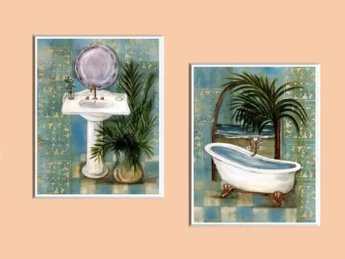 Dupla de Quadros para Banheiro 4 (moldura Branca)
