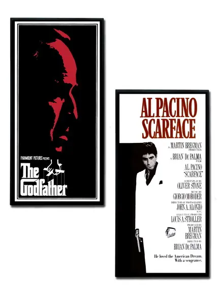Dupla de Quadros Poderoso Chefão e Scarface