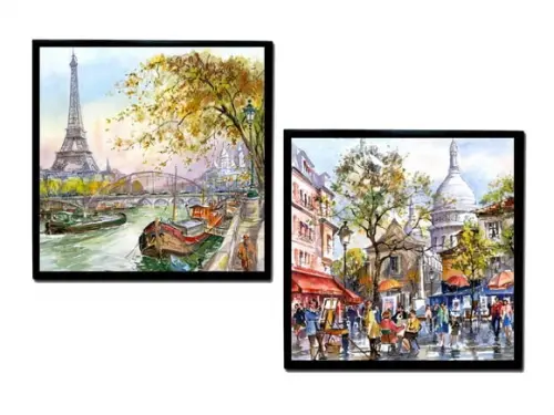 Dupla de Quadros Paris Torre Eiffel e Sacre Coeur