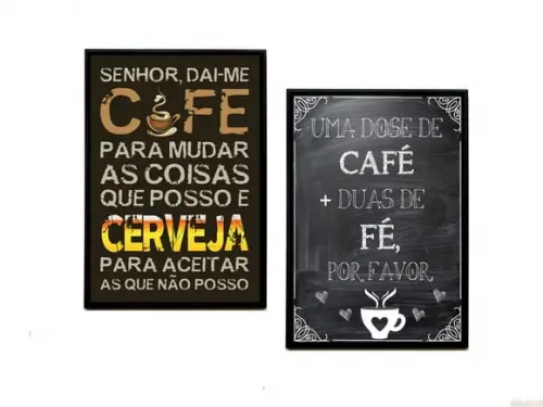 Dupla de Quadros Senhor Dai-me Café e Uma Dose de Café