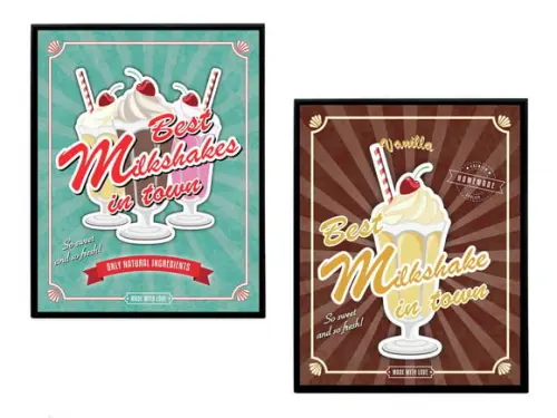 Dupla de Quadros Vintage Milk Shake