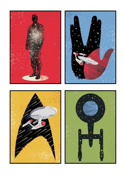 Jogo de Placas Decorativas Startrek Minimalista