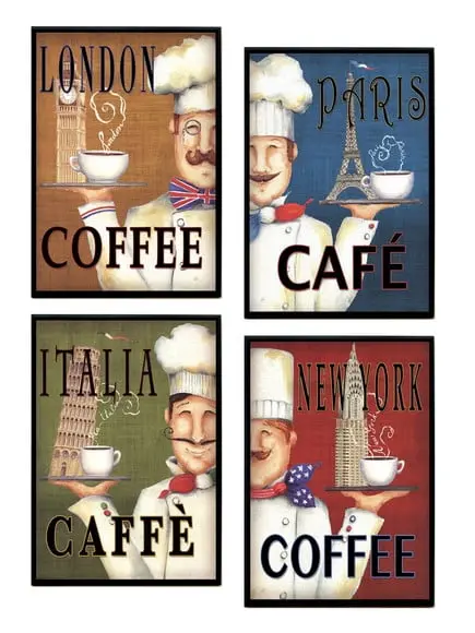 Jogo de quadros Café Cidades