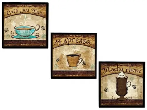 Jogo de quadros Café Marrom