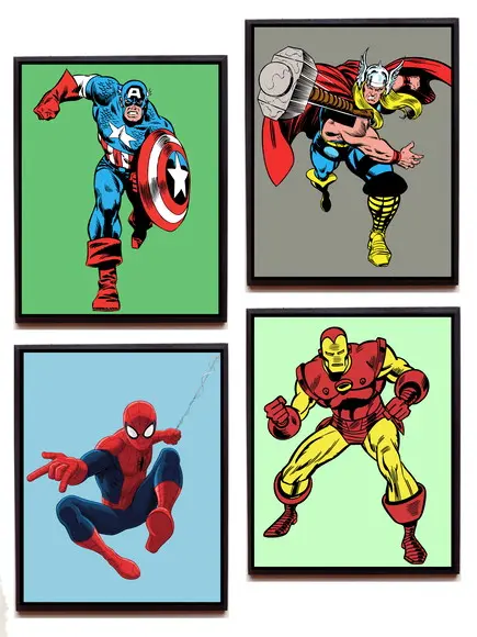 Jogo de quadros Heróis Marvel