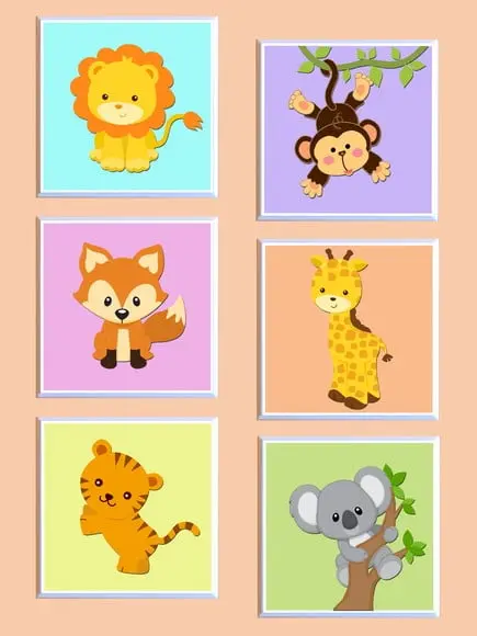 Jogo de Quadros Safari Babies