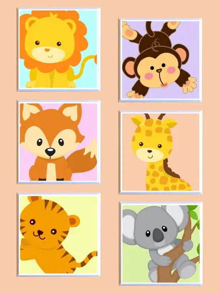 Jogo de Quadros Safari Babies 2
