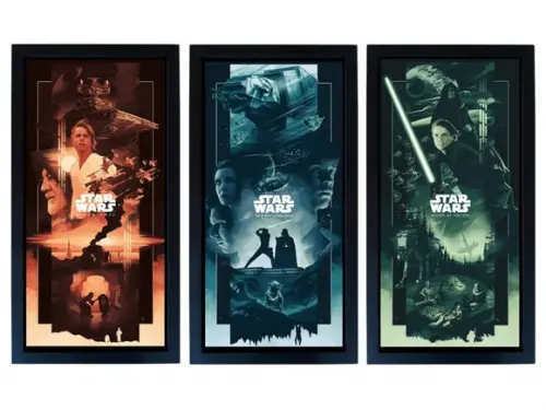 Jogo de Quadros Star Wars Cartaz Monocromático