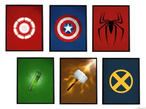 Jogo de quadros Vingadores (minimalista)