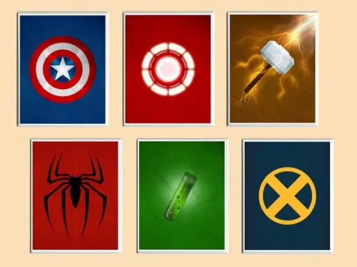 Jogo de Quadros Vingadores (minimalista)