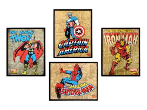Jogo de quadros Vingadores Vintage
