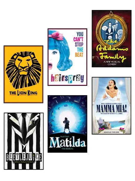 Kit com 06 Placas Decorativas Musicais Broadway