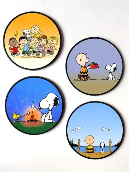 Kit com 4 Placas Redondas Peanuts 01
