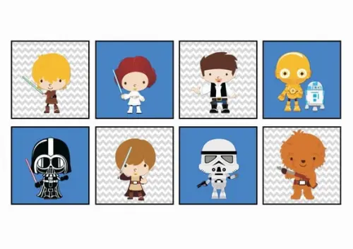 Kit de Placas Decorativas Star Wars Babies Azul e Chevron