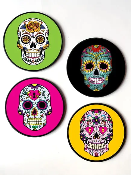 Kit de Placas Redondas Caveiras Mexicanas 02