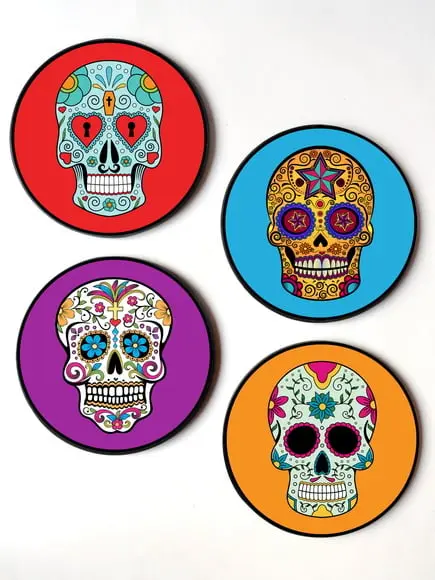 Kit de Placas Redondas Caveiras Mexicanas 01