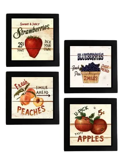 Kit de Quadros Frutas Vintage