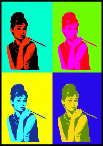 Placa Decorativa Audrey Hepburn Pop Art