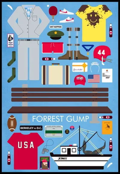 Placa Decorativa Forrest Gump Movie Parts