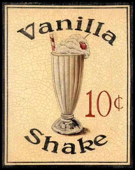 Placa Decorativa Vanilla Shake Vintage