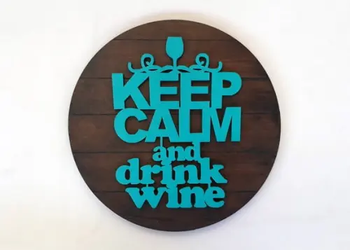 Placa Redonda com Aplique em mdf de Frase (keep Calm)