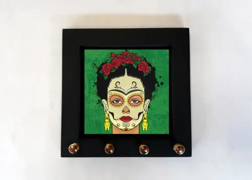 Porta Chaves Frida Caveira Verde