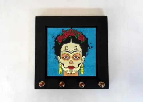 Porta Chaves Frida Caveira Azul