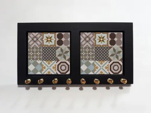 Porta Colar Azulejos 02 (Preto)