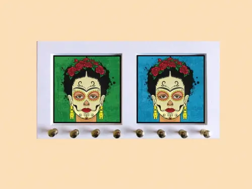 Porta Colar Frida Caveira (Branco)