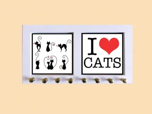 Porta Colar I Love Cats (Branco)