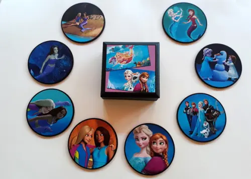 Porta Copos Frozen e Barbie Sereia